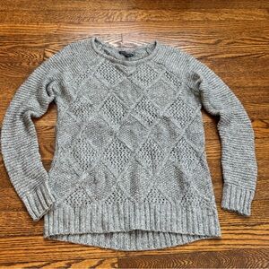 American Eagle Gray Knit Crewneck Sweater Women’s Small Chunky Cozy